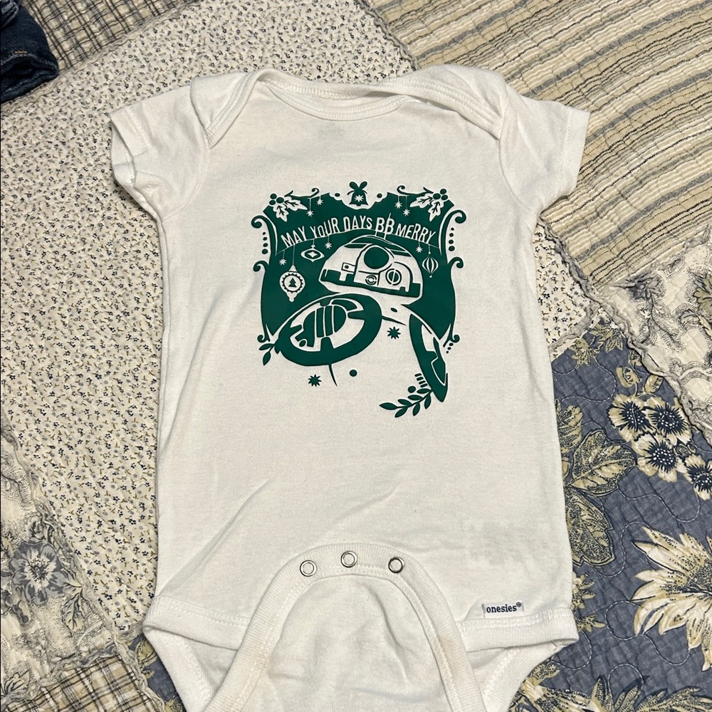 Gerber white Bodysuit with Green Graphic